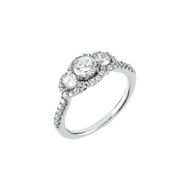 38744 2.35 CT Round Diamond 3 Stone Style Engagement Ring, 14K White Gold - Size 6.5 -  Harry Chad Enterprises