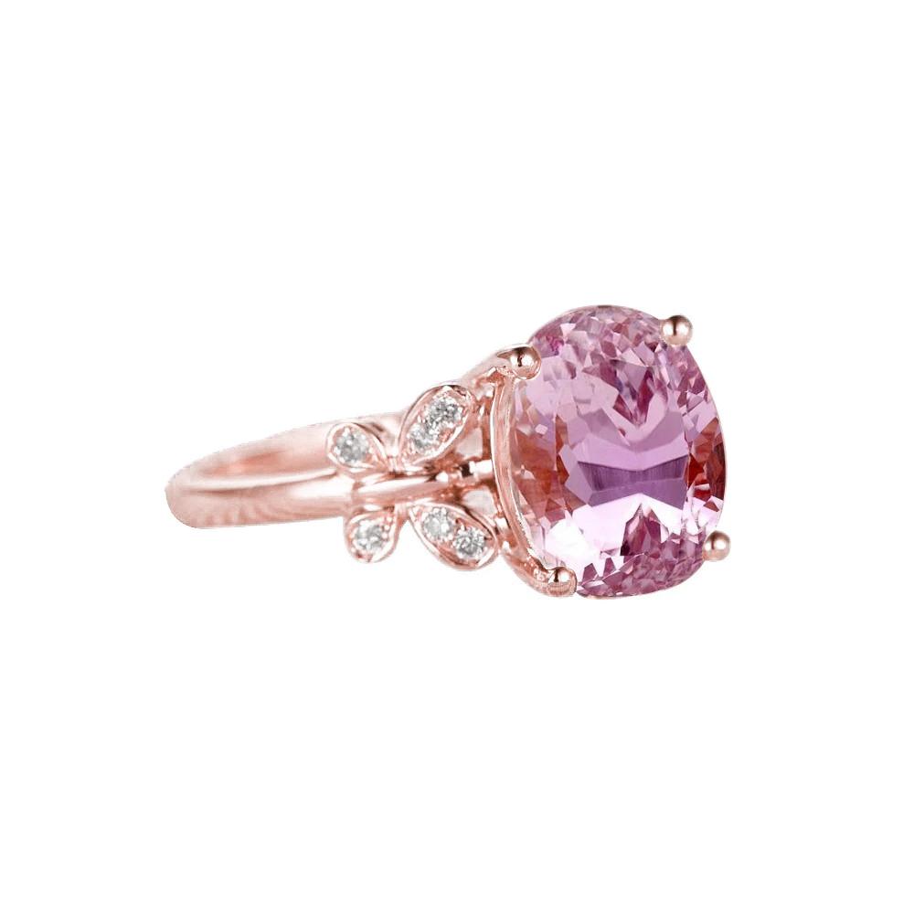 Picture of Harry Chad Enterprises 38873 15.50 CT Oval Cut Pink Kunzite with Diamond Ring&#44; 14K Rose Gold - Size 6.5