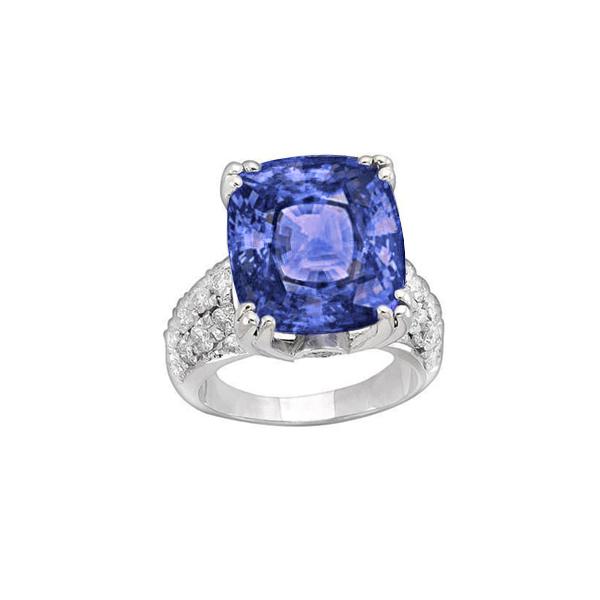 Picture of Harry Chad Enterprises 3894 Cushion Tanzanite & Round Diamonds 7.50 CT Fancy Ring&#44; Size 6.5