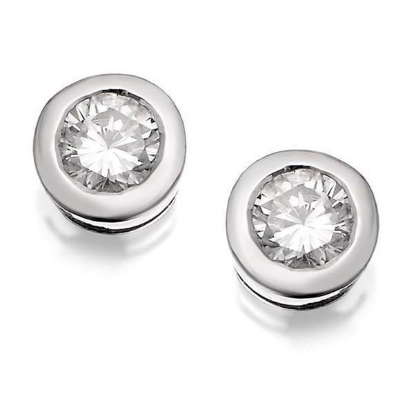 41067 1 CT Round Cut Diamond Stud Earring, 14K White Gold