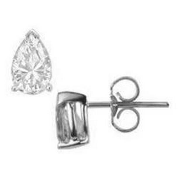 41080 1.50 CT Pear Cut Solitaire Diamond Stud Earring, 14K White Gold