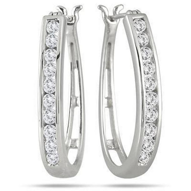 2 CT Round Brilliant Cut Diamond Womens Hoop Earring
