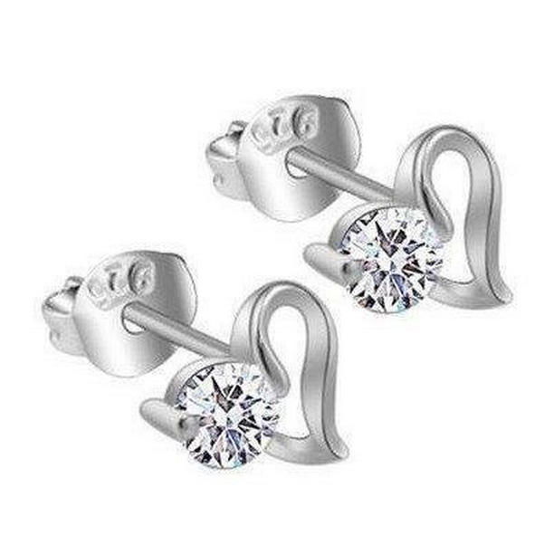 1.5 CT Round Cut Diamond Heart Style Stud Earring, 14K White Gold