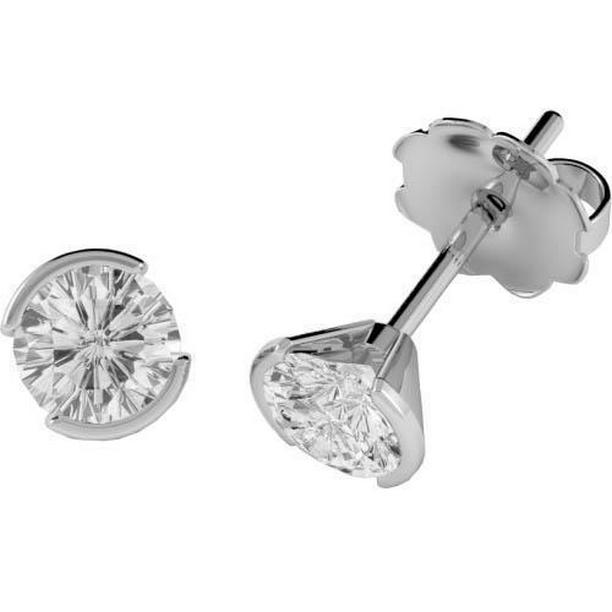 42142 1 CT Round Cut Solitaire Diamond Stud Earring, 14K White Gold