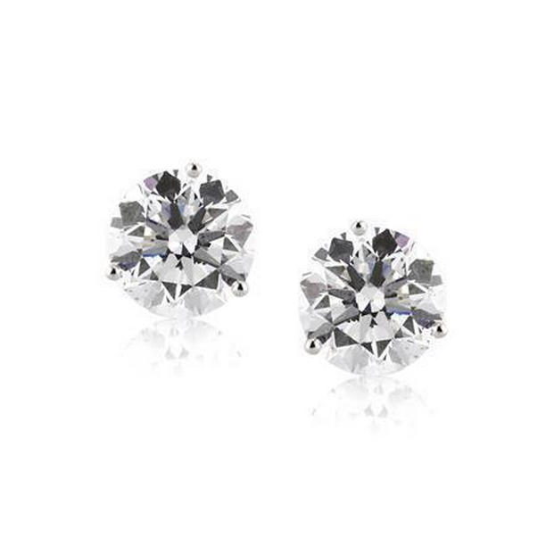 Solitaire Round Cut 1 CT Diamond Stud Earring, 14K White Gold