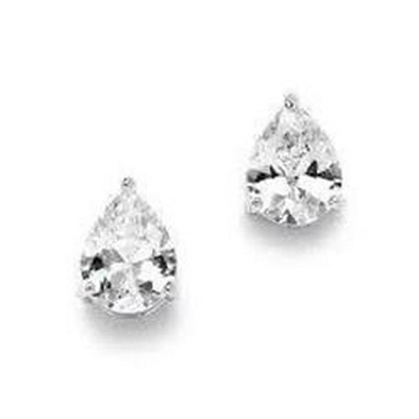 42163 1 CT Pear Cut Solitaire Diamond Stud Earring, 14K White Gold