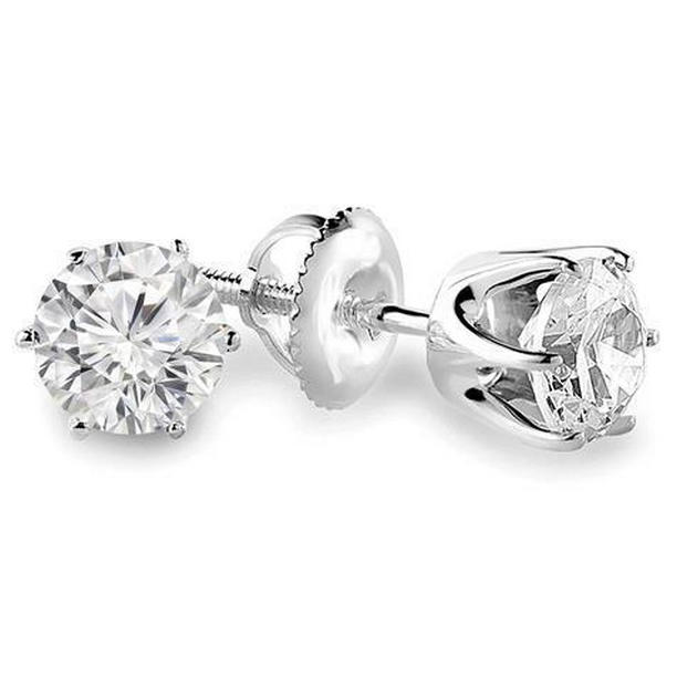 42172 Prong Set Solitaire Round Brilliant Cut 0.75 CT Diamond Stud Earring