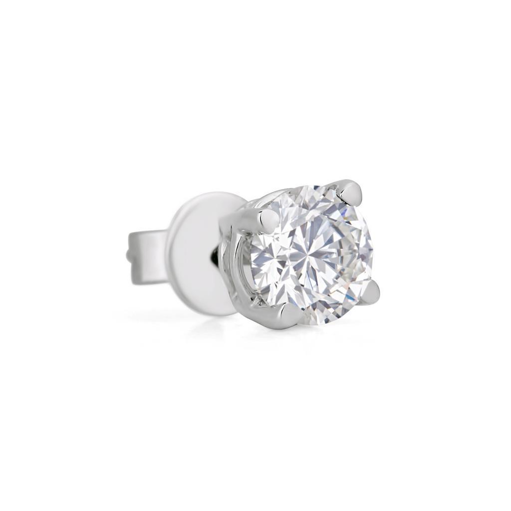 42179 075 CT Single Round Diamond Mens Stud Earring 14K White Gold