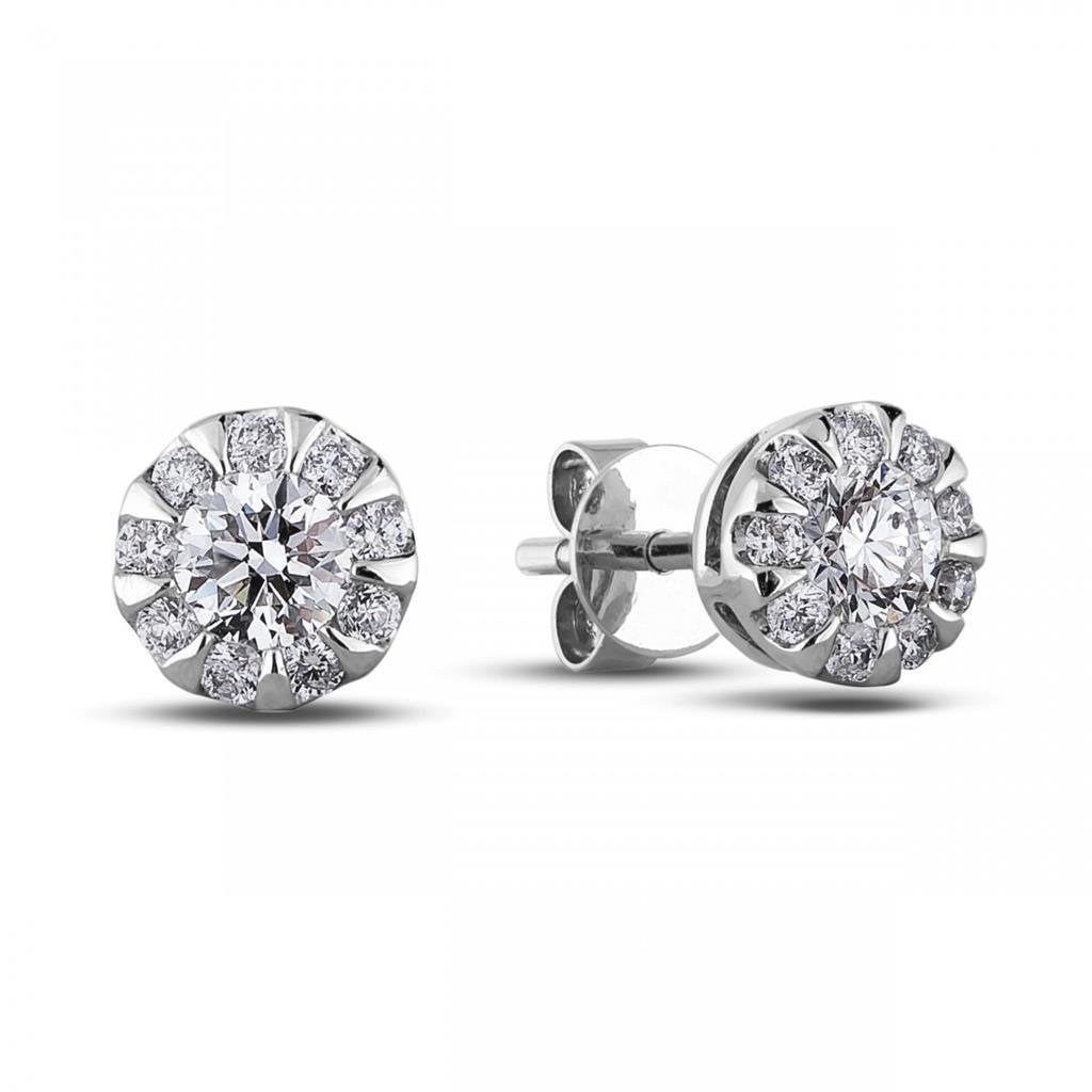 3.80 CT Sparkling Round Cut Diamonds Lady Stud Earring, White Gold