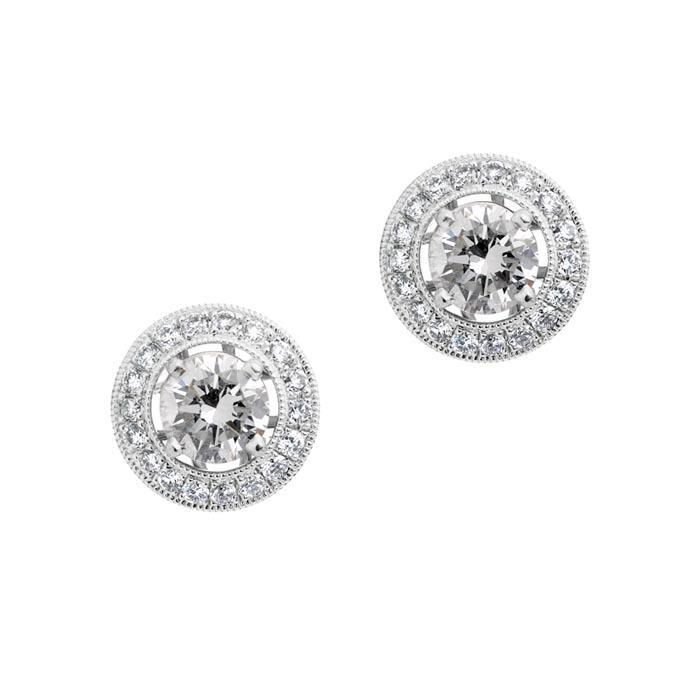 2.36 CT Sparkling Round Cut Halo Diamonds Stud Earrings