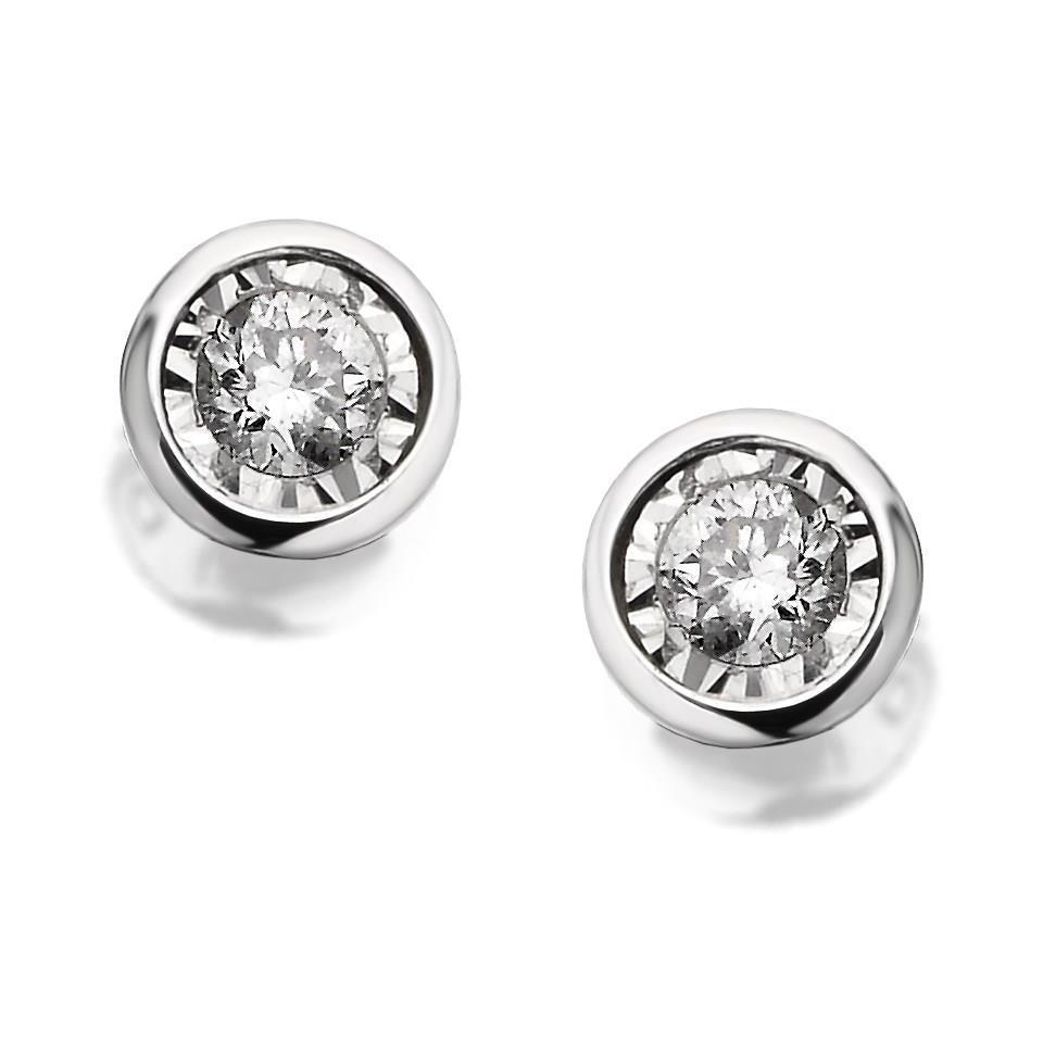 49367 2 CT Bezel Set Round Cut Diamonds Lady Stud Earrings, White Gold -  Harry Chad Enterprises