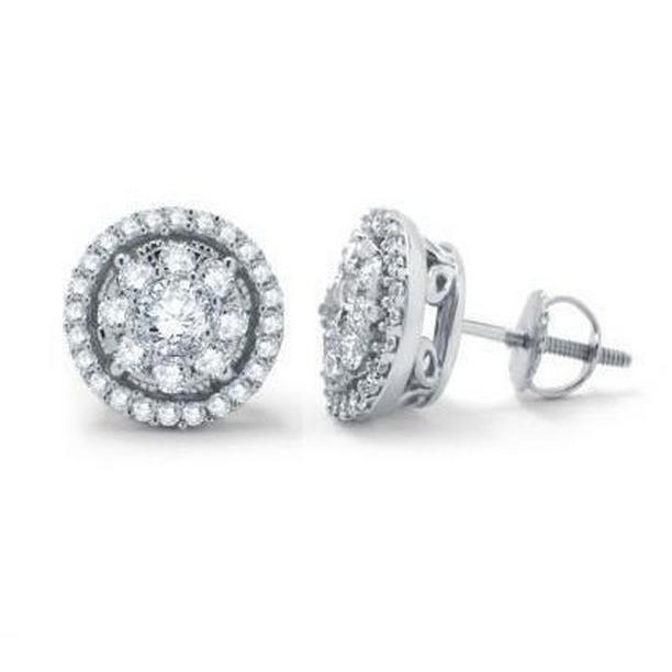 4.70 CT Womens Round Cut Diamonds Halo Stud Earrings