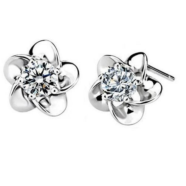 49402 2 CT Flower Shape Round Cut Diamonds Stud Earring, White Gold -  Harry Chad Enterprises