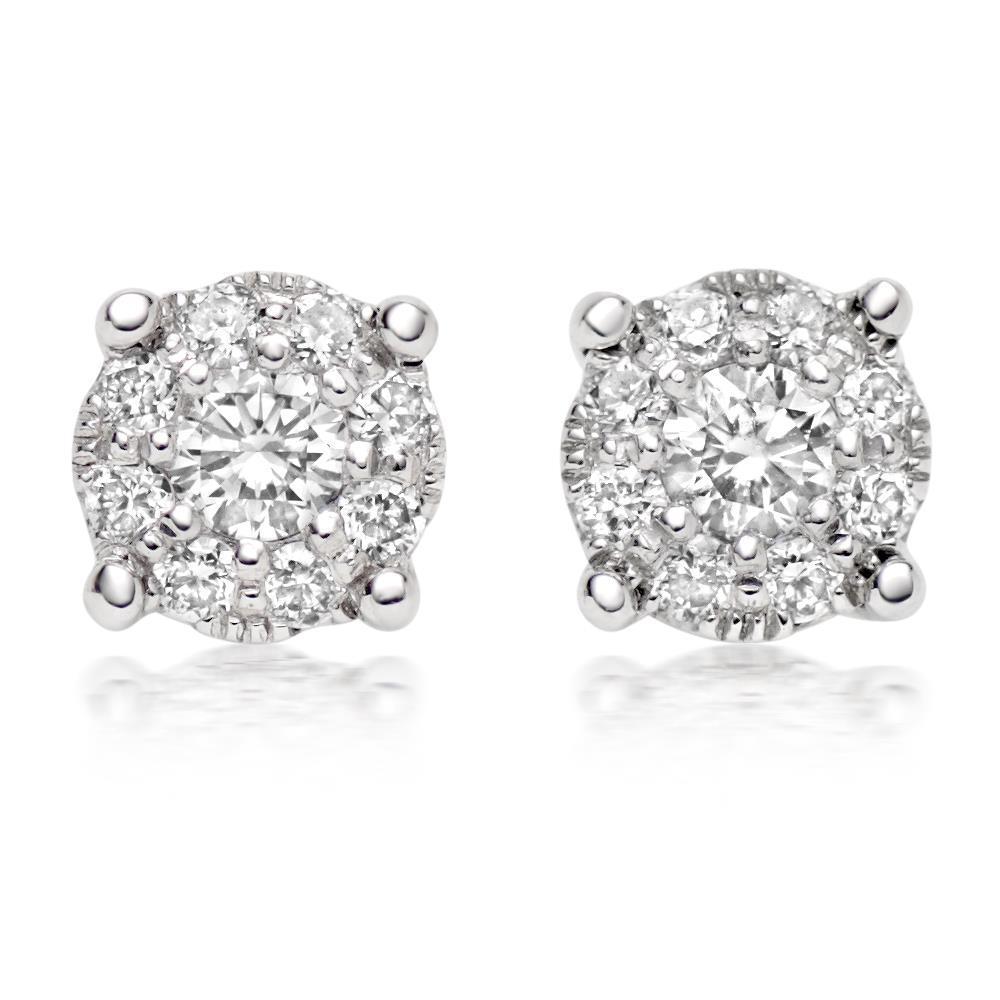 2 CT Round Brilliant Cut Stud Halo Diamond Lady Earring
