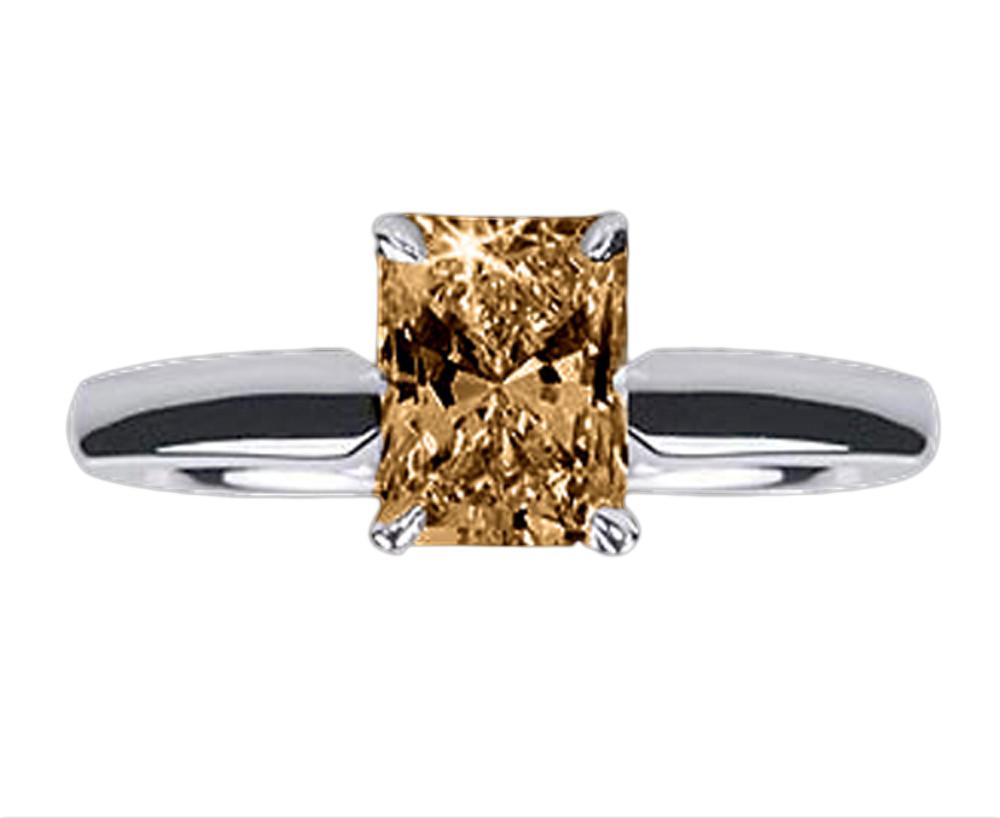 Picture of Harry Chad Enterprises HC12550-6 2.51 CT 18K White Gold Radiant Cognac Diamond Solitaire Fancy Ring