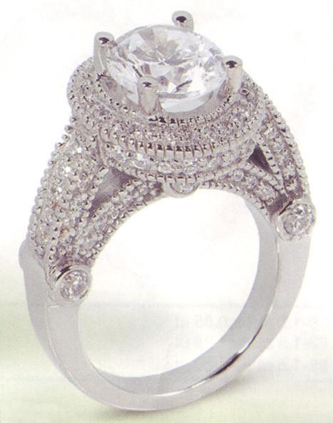 Picture of Harry Chad Enterprises HC12598 3.01 CT 14K White Gold Luxurious Antique Diamond Engagement Ring