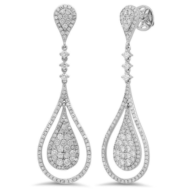 2.53 CT 14K White Gold Diamond Dangle Sparkling Earrings