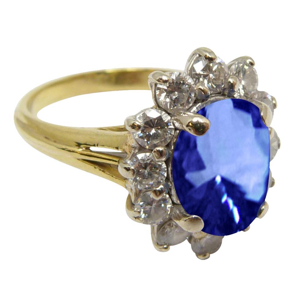 Picture of Harry Chad Enterprises HC12636-6 2.99 CT 14K White Gold Round Cut Tanzanite & Diamond Fancy Engagement Ring
