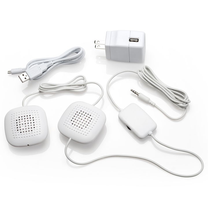 Amplified Stereo Pillow Speakers  White  Compact Design  High Quality Sound