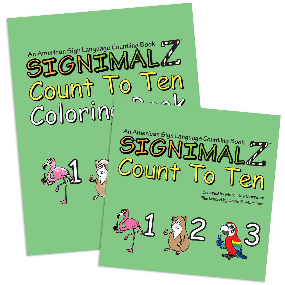 Picture of Harris Communications B1342 Signimalz Sign Language Count to Ten & Coloring Book Set