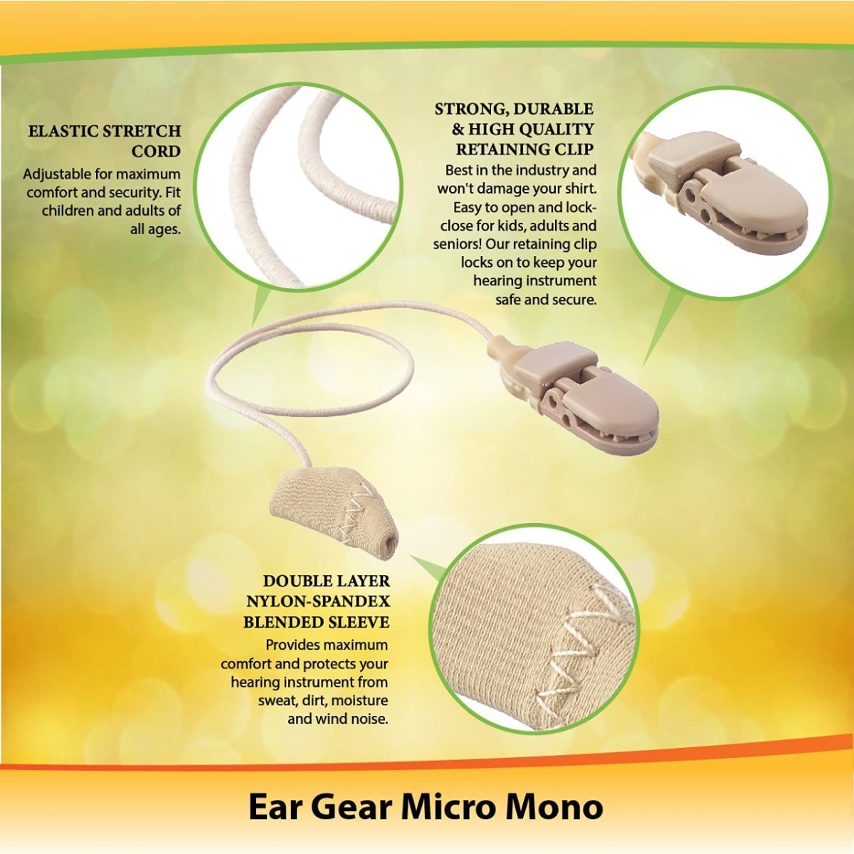EG-MICROMONO-BR Micro Corded Mono Up to 1 in. Hearing Aids for Ear, Brown