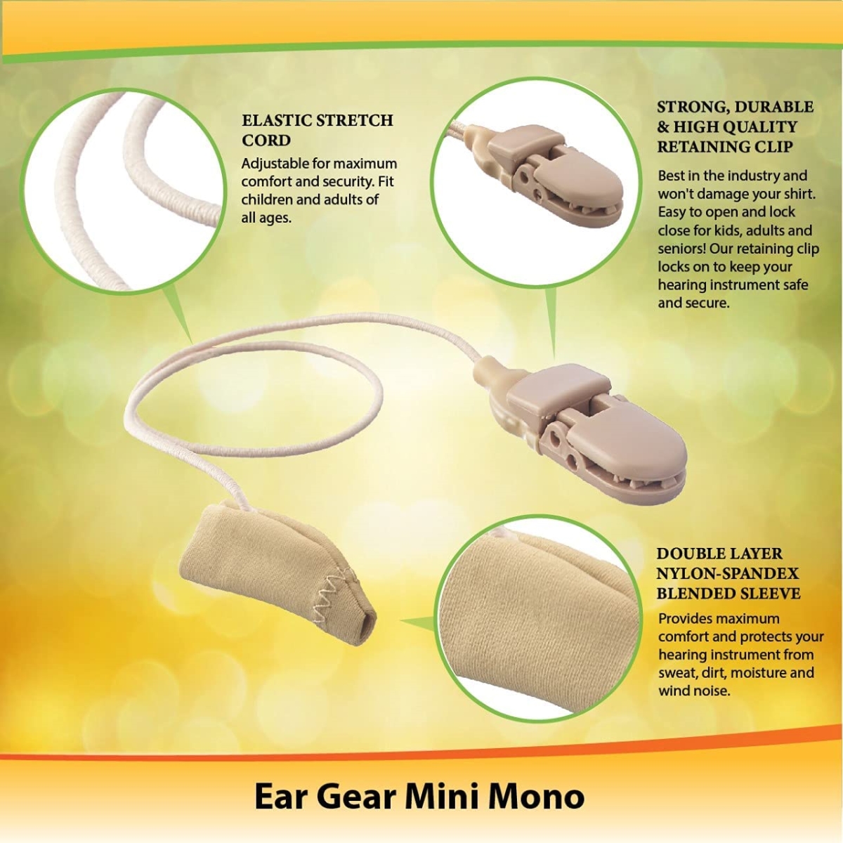 EG-MINIMONO-BK 1-1.25 in. Mini Corded Mono Hearing Aids for Ear, Black