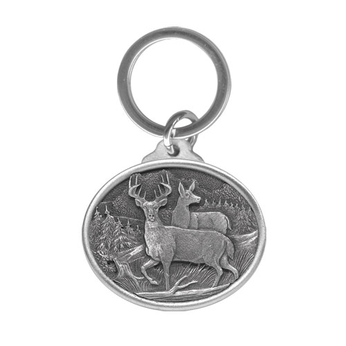 KC414 2 White Tail Deer Key Chain