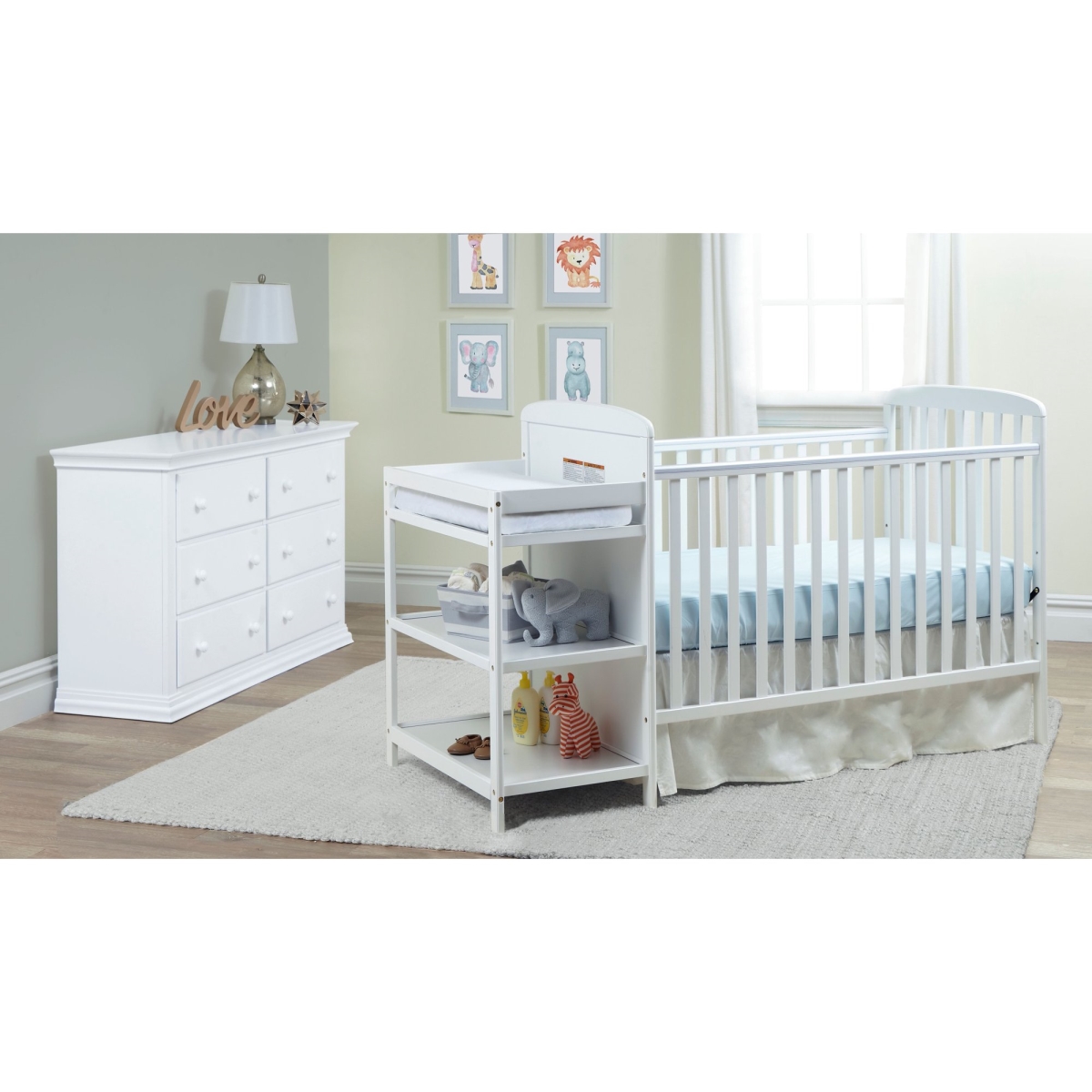 24900-WH Ramsey Crib & Changer Combo, White -  Suite Bebe