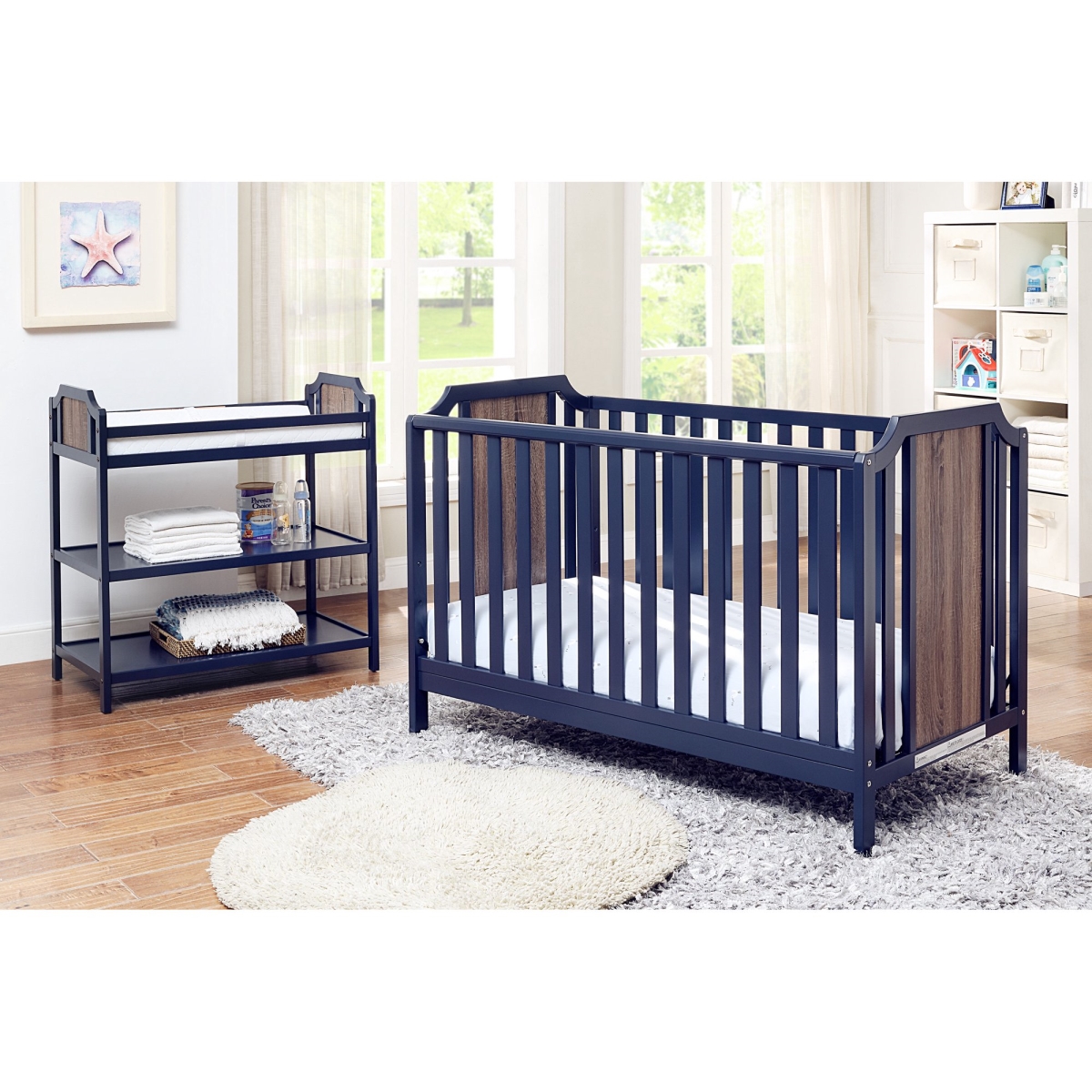 Picture of Suite Bebe 27400-MBL Brees Island Crib&#44; Midnight Blue & Brownstone