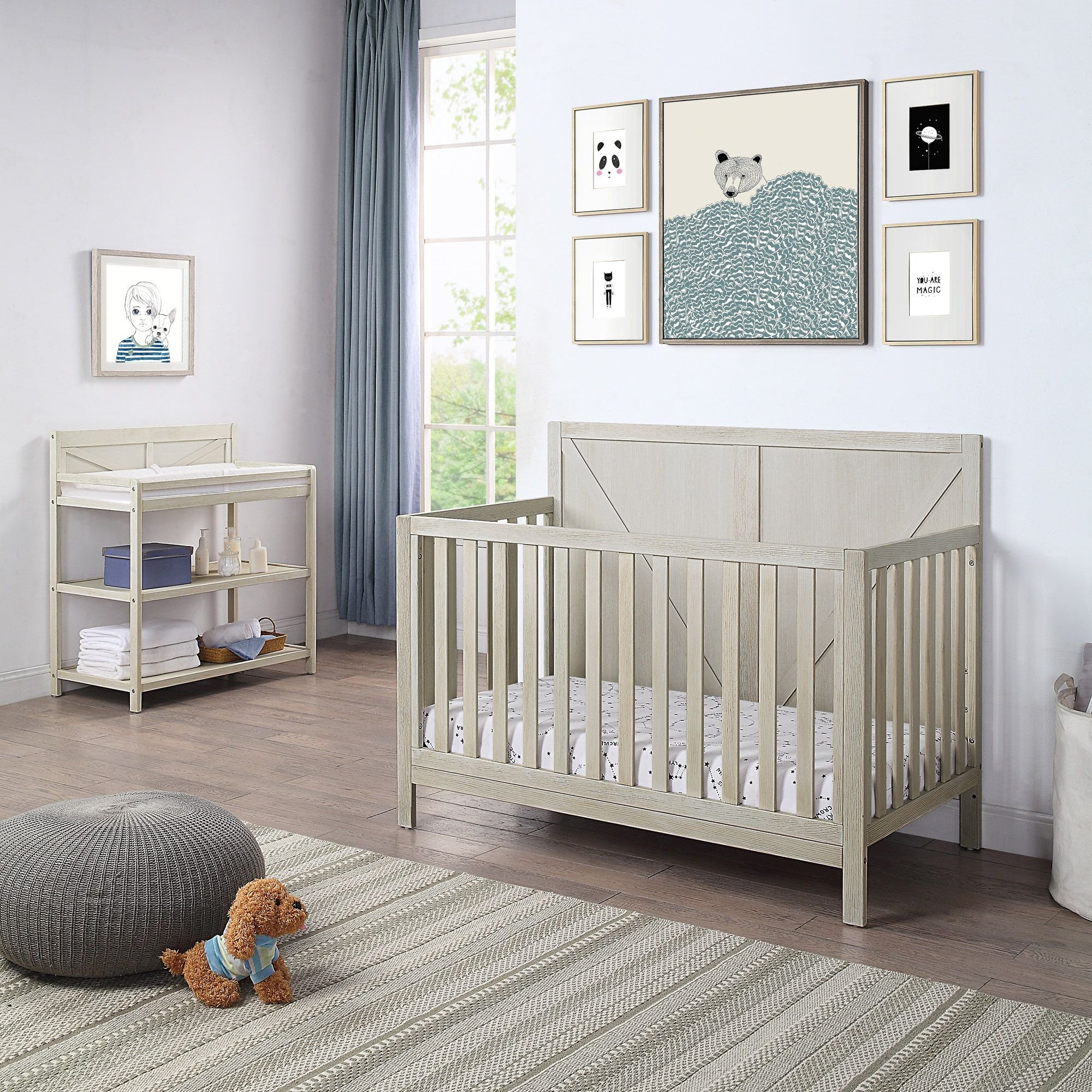 27200-WGY Barnside Lifetime 4-in-1 Crib, Washed Gray -  Suite Bebe