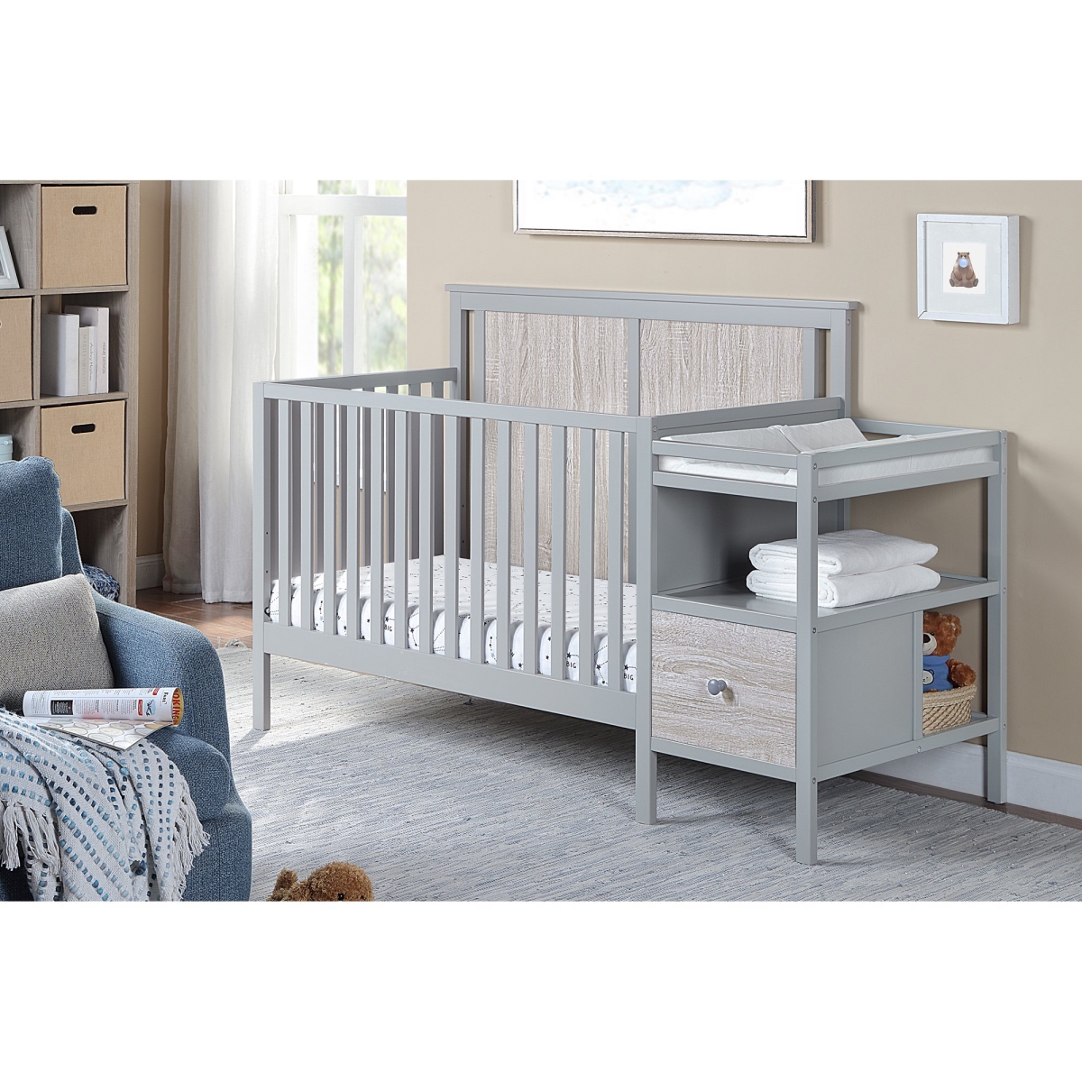 Picture of Suite Bebe 27501-GRY Connelly Lifetime 4-in-1 Crib & Changer Combo &#44; Gray & Rockport Gray