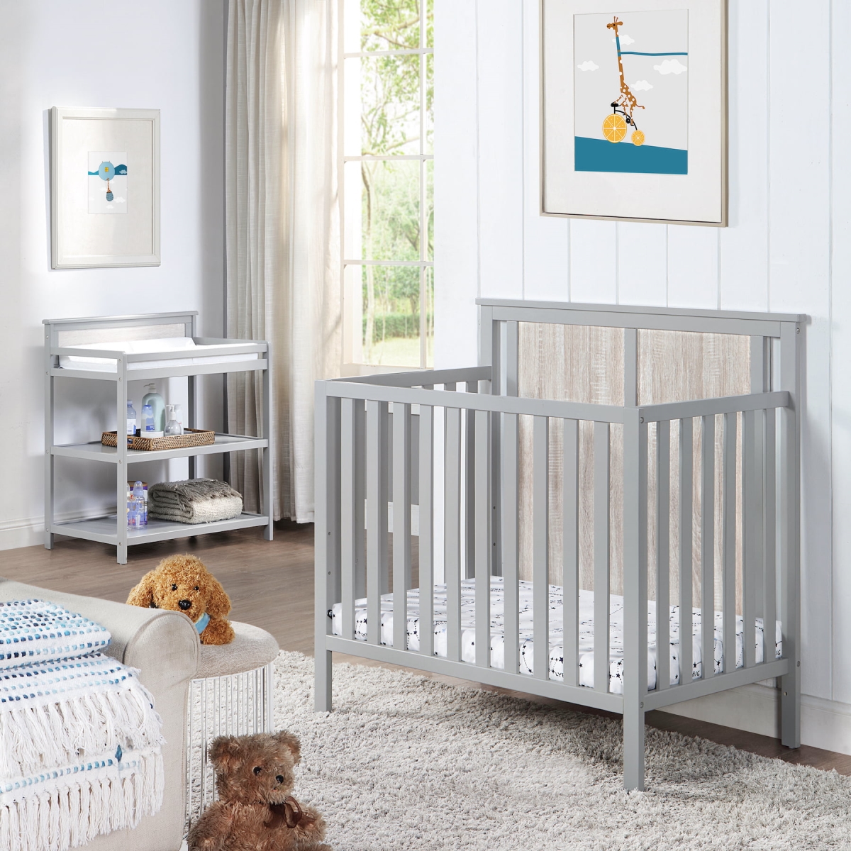 Picture of Suite Bebe 27599-GRY Connelly Mini Crib with Mattress Pad&#44; Gray & Rockport Gray