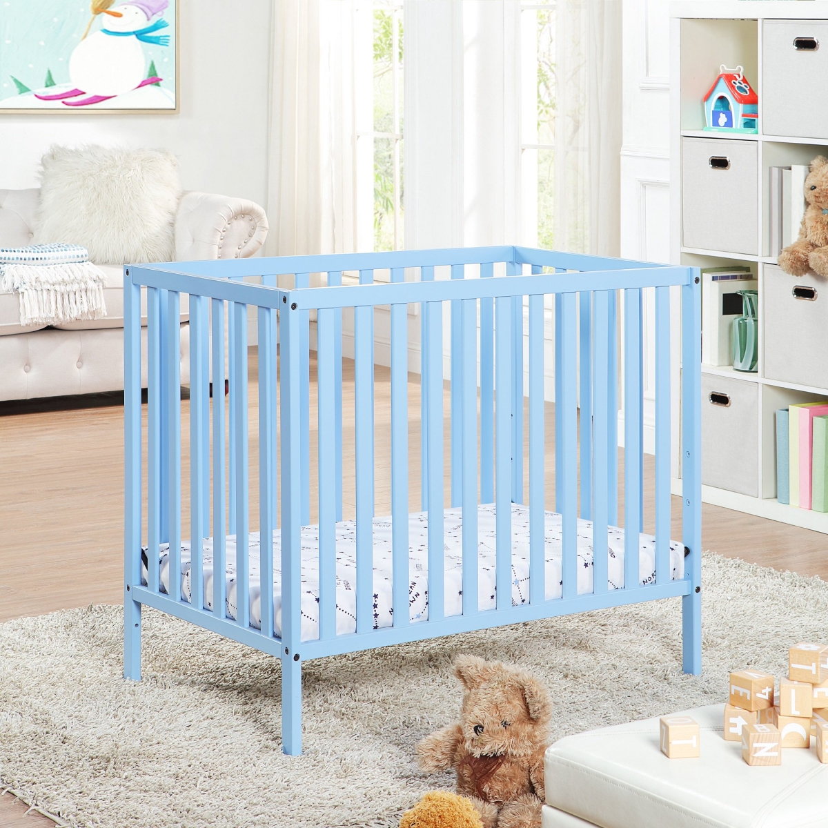 Picture of Suite Bebe 25199-BBL Palmer Mini Crib with Mattress Pad&#44; Baby Blue