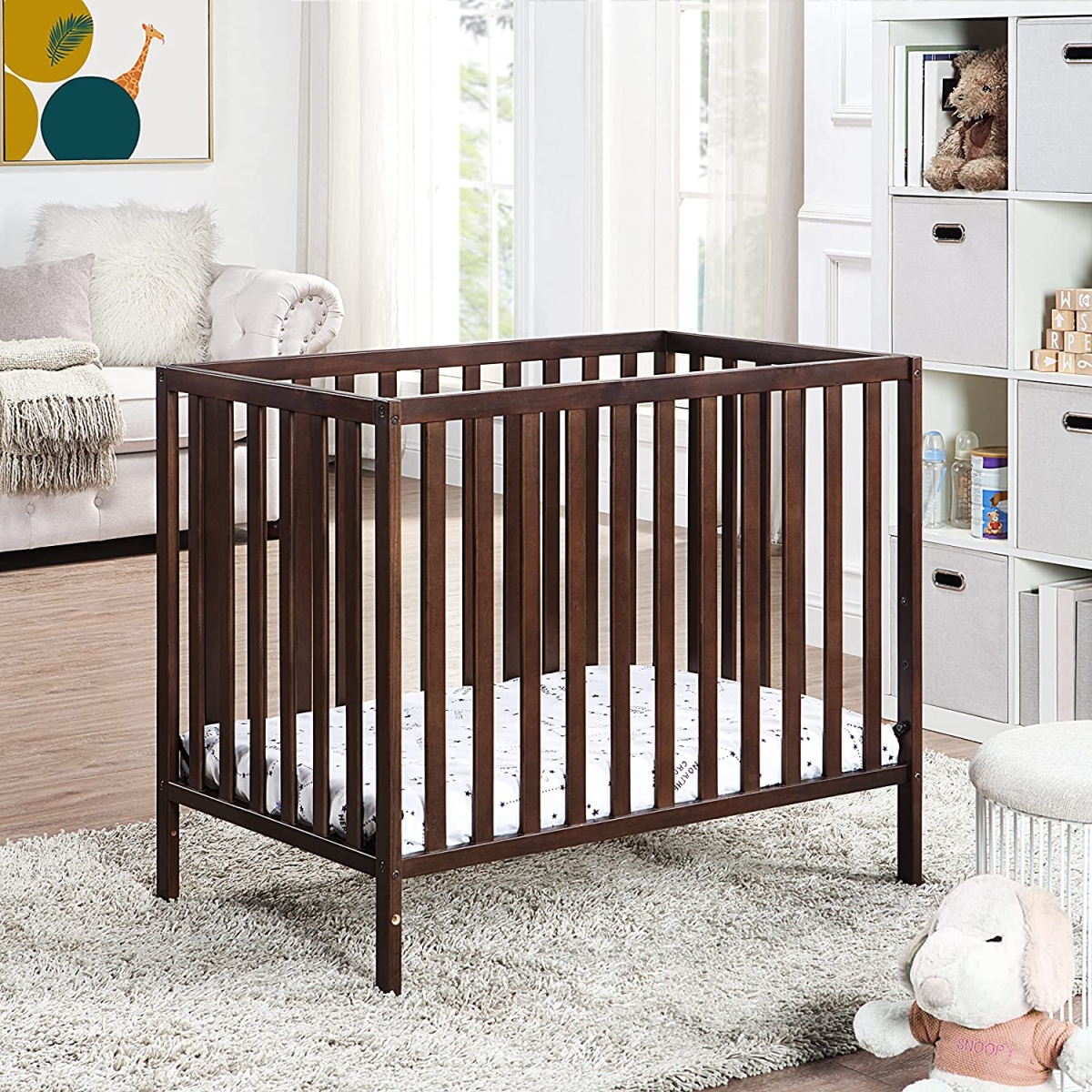 Picture of Suite Bebe 25199-ESP Palmer Mini Crib with Mattress Pad&#44; Espresso