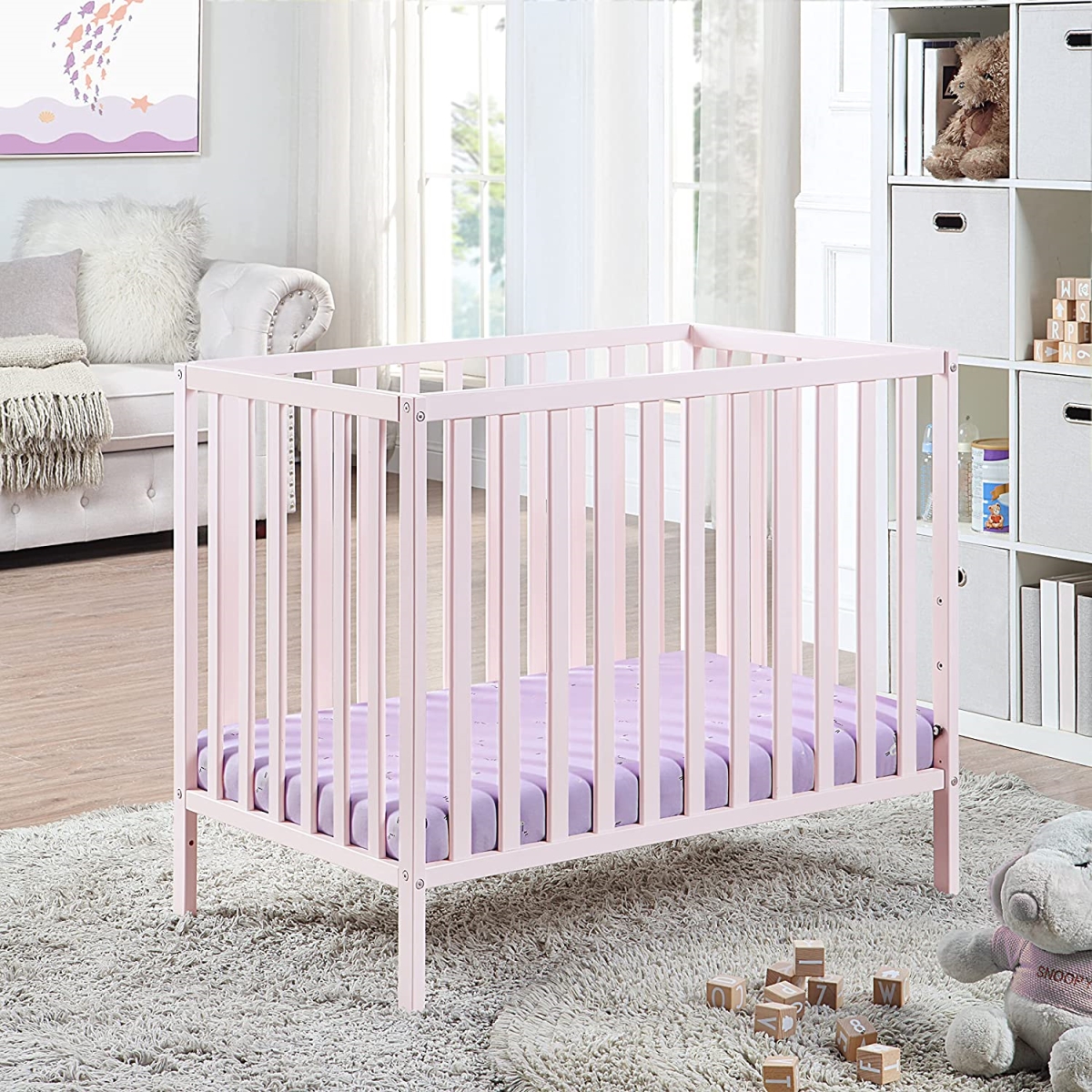 Picture of Suite Bebe 25199-PPK Palmer Mini Crib with Mattress Pad&#44; Pastel Pink