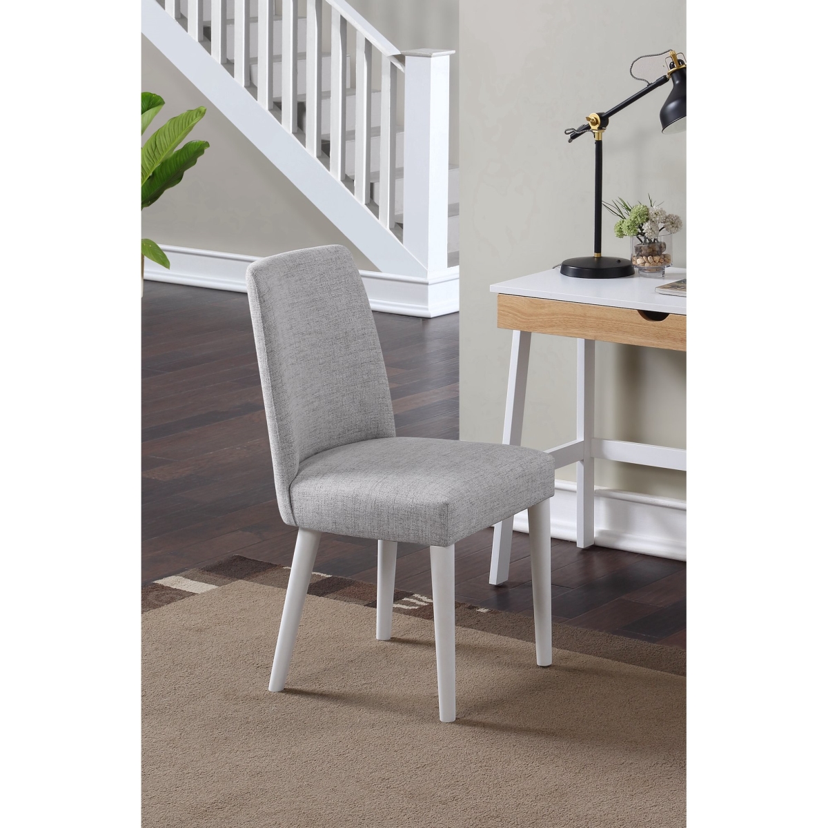 Taylor Chair, White Legs & Gray Fabric
