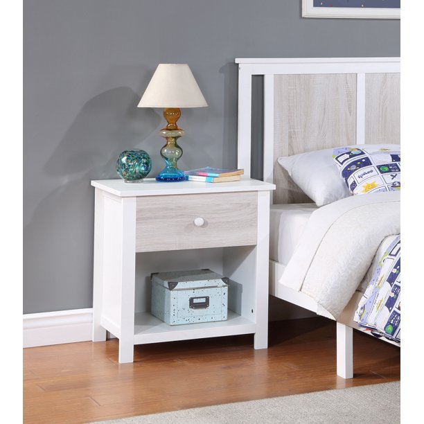 Connelly Nightstand, White & Rockport Gray