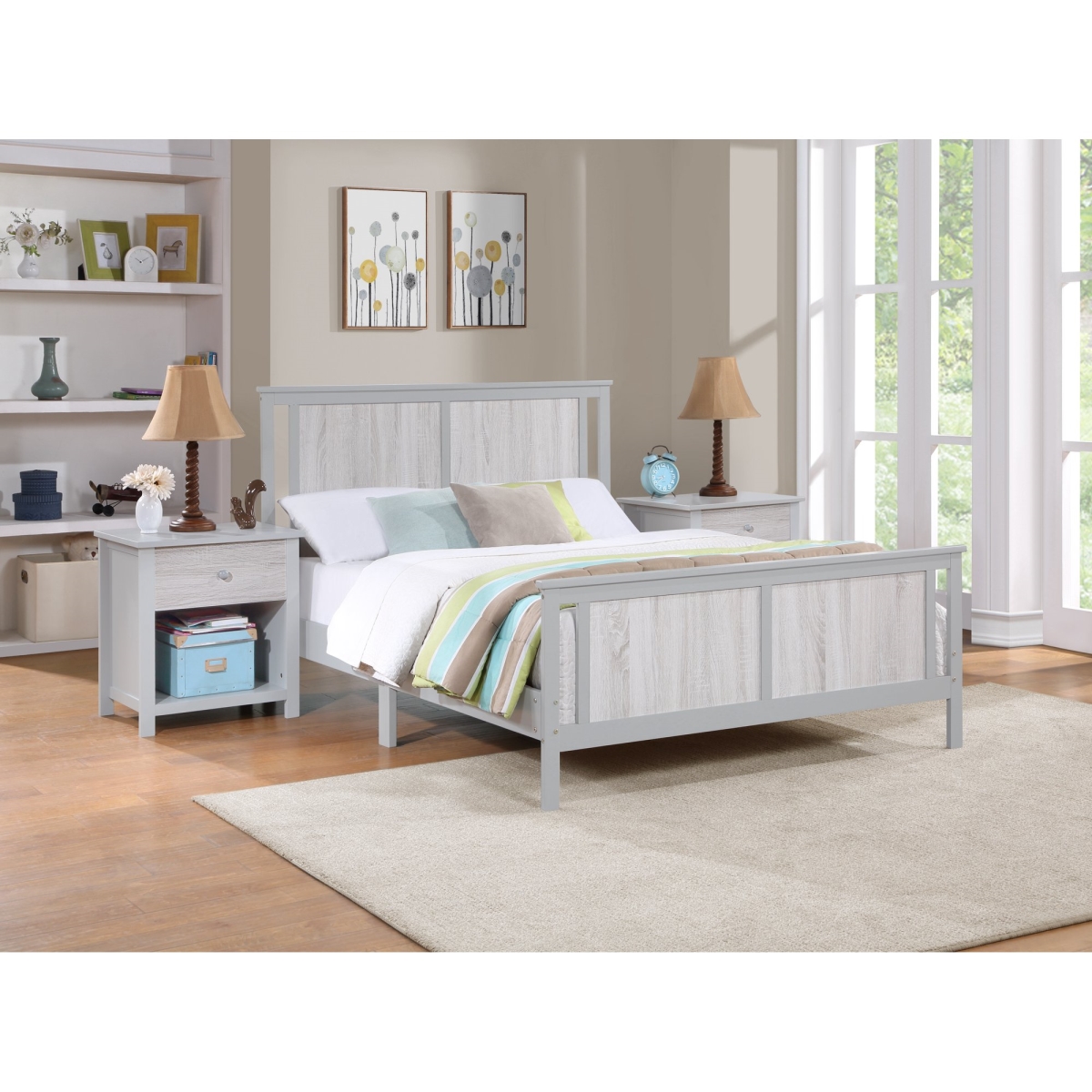 Connelly Reversible Panel Full Size Bed, Gray & Rockport Gray