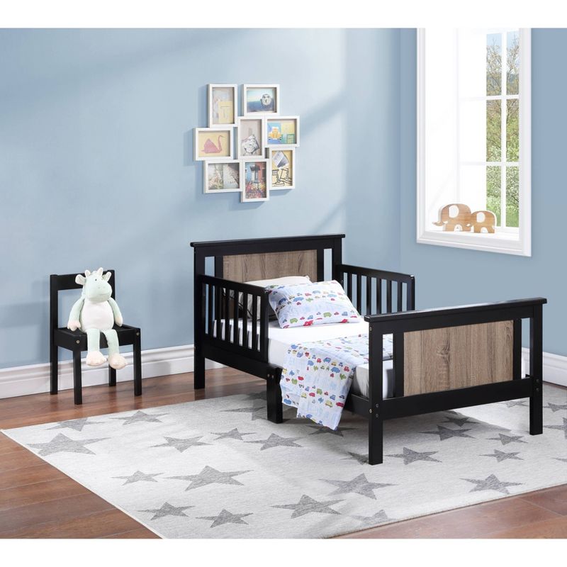 Picture of Olive & Opie 27510-BLK Connelly Reversible Panel Toddler Bed&#44; Black & Vintage Walnut
