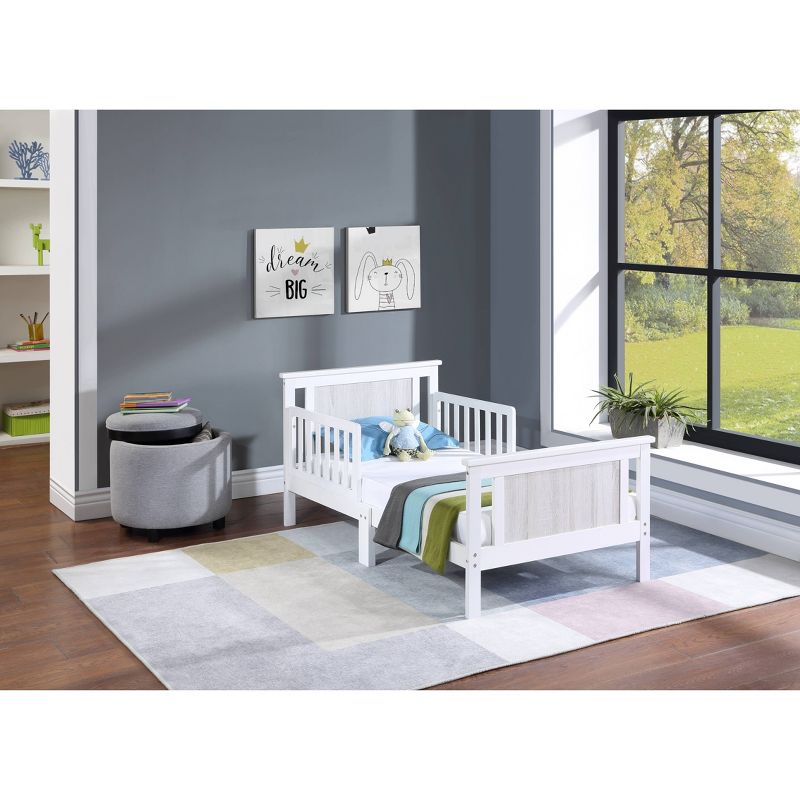 Picture of Olive & Opie 27510-WH Connelly Reversible Panel Toddler Bed&#44; White & Rockport Gray