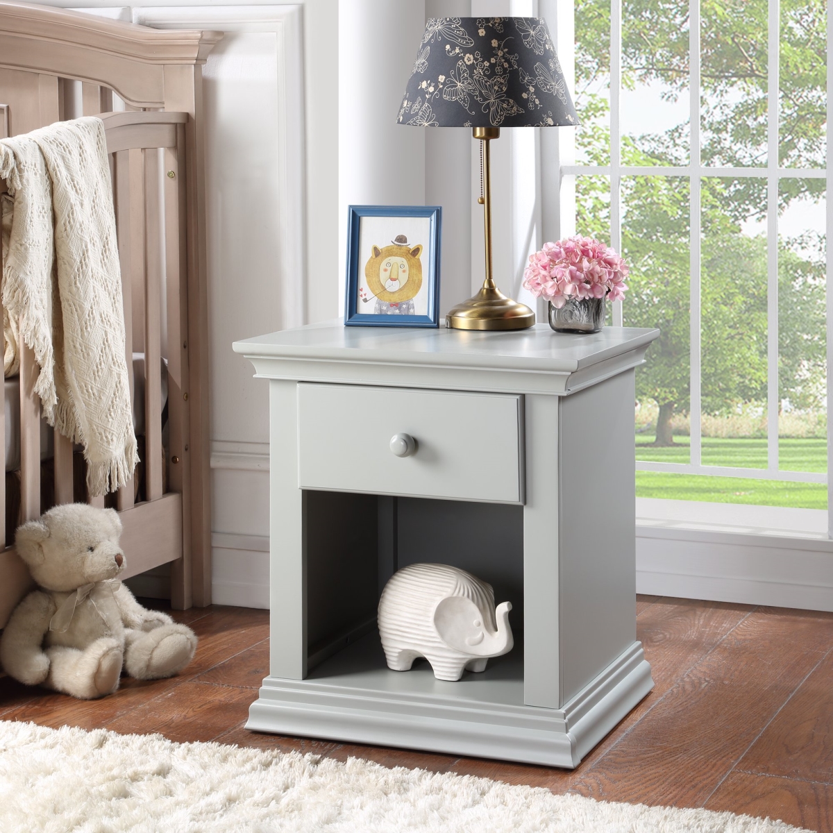 0002-GRY Universal Nightstand, Gray