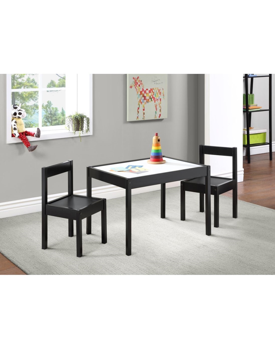 Gibson 3 Piece Dry Erase Kids Table & Chair Set, Black