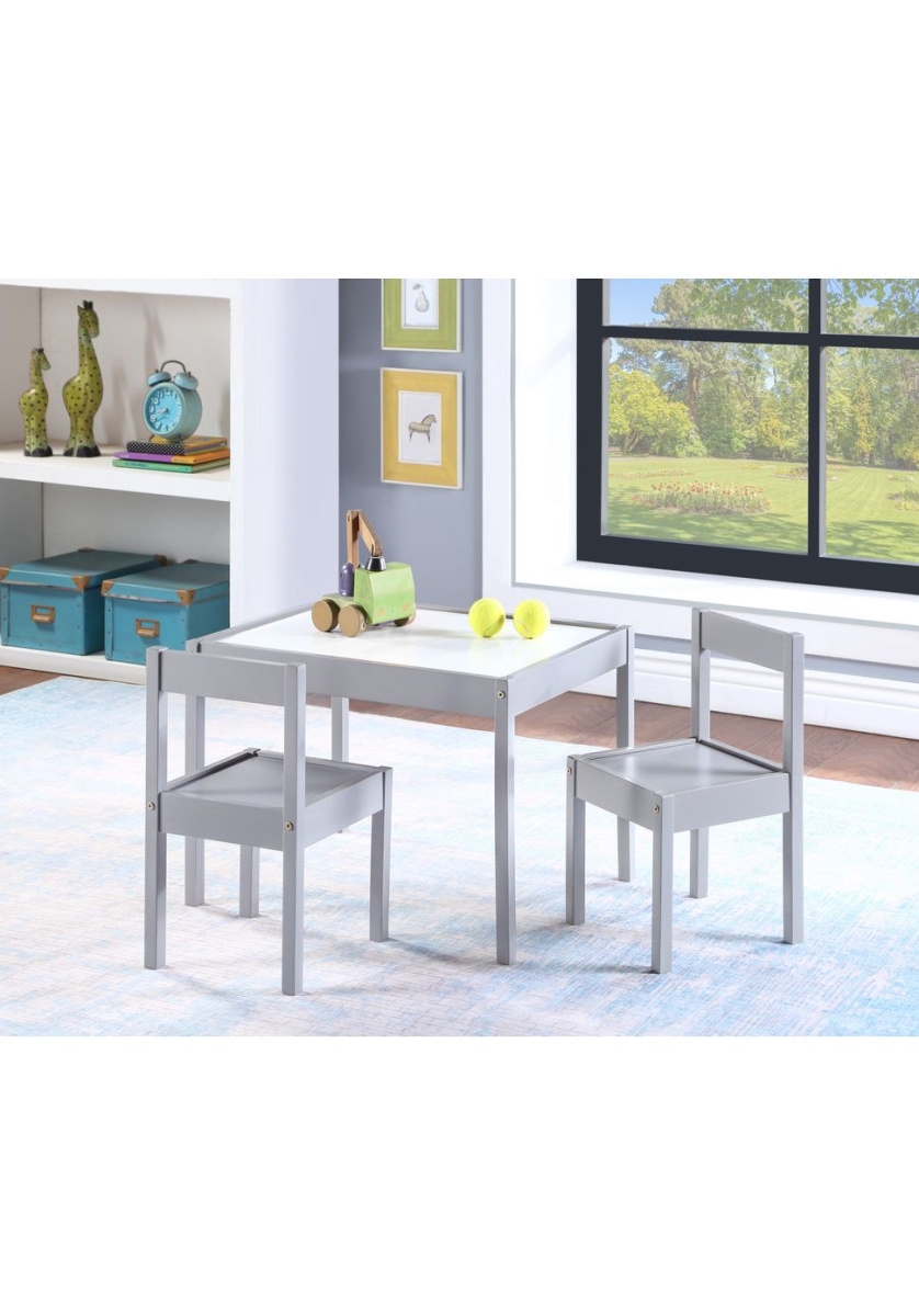 Gibson 3 Piece Dry Erase Kids Table & Chair Set, Gray