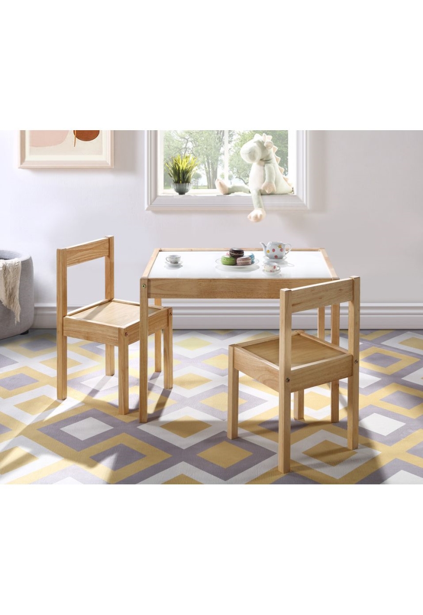 Gibson 3 Piece Dry Erase Kids Table & Chair Set, Natural