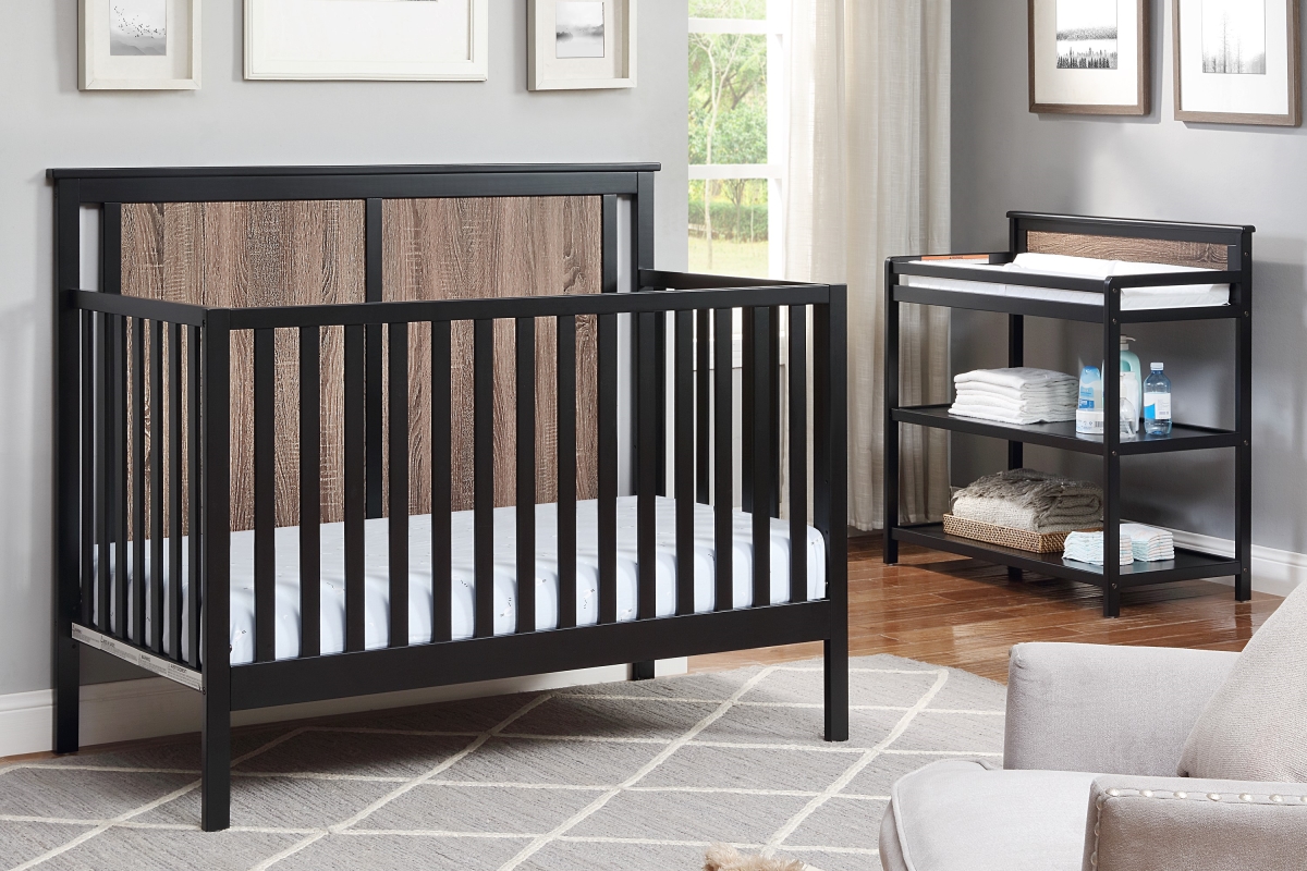 27500-BLK Connelly 4-in-1 Convertible Crib Black/Vintage Walnut