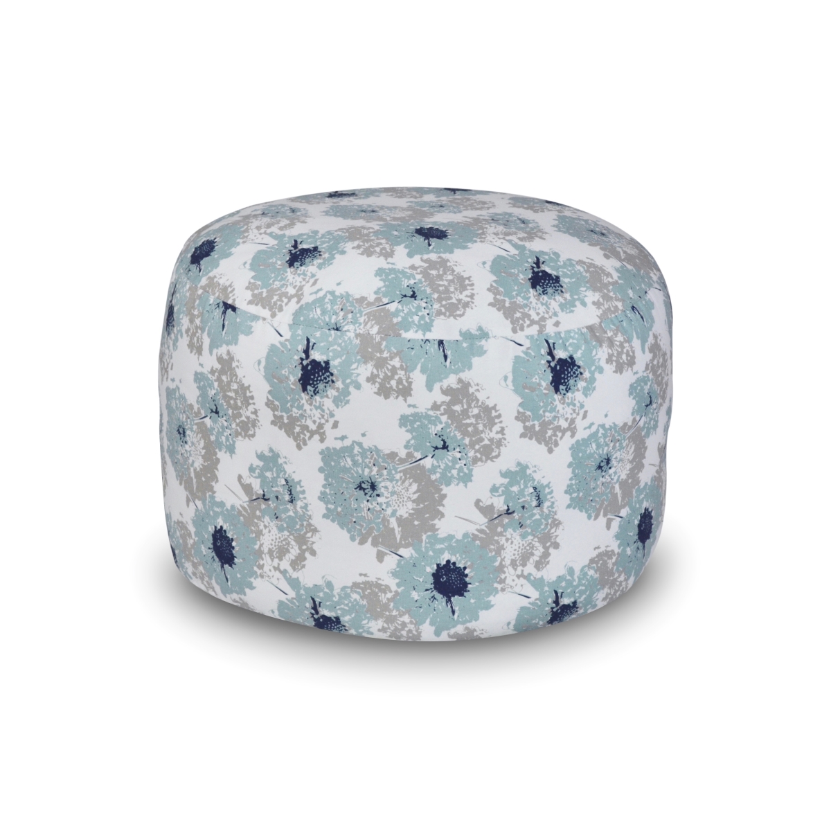 PPFTR-BLLY Pillow Poufette Round - Blue Lilly Fabric - Made In USA
