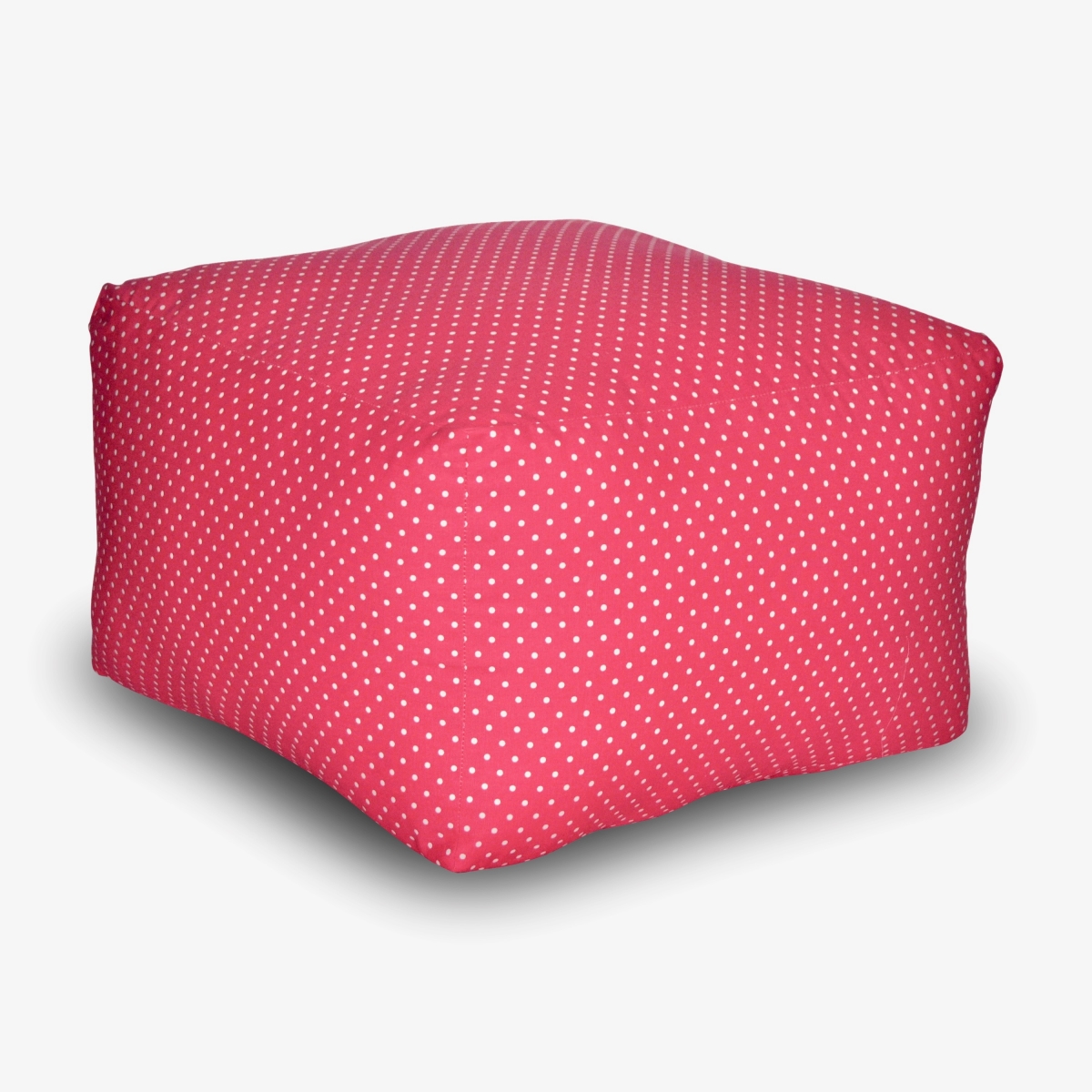 PPFTS-PMDT Pillow Poufette Square - Hot Pink Mini Dot Fabric - Made In USA