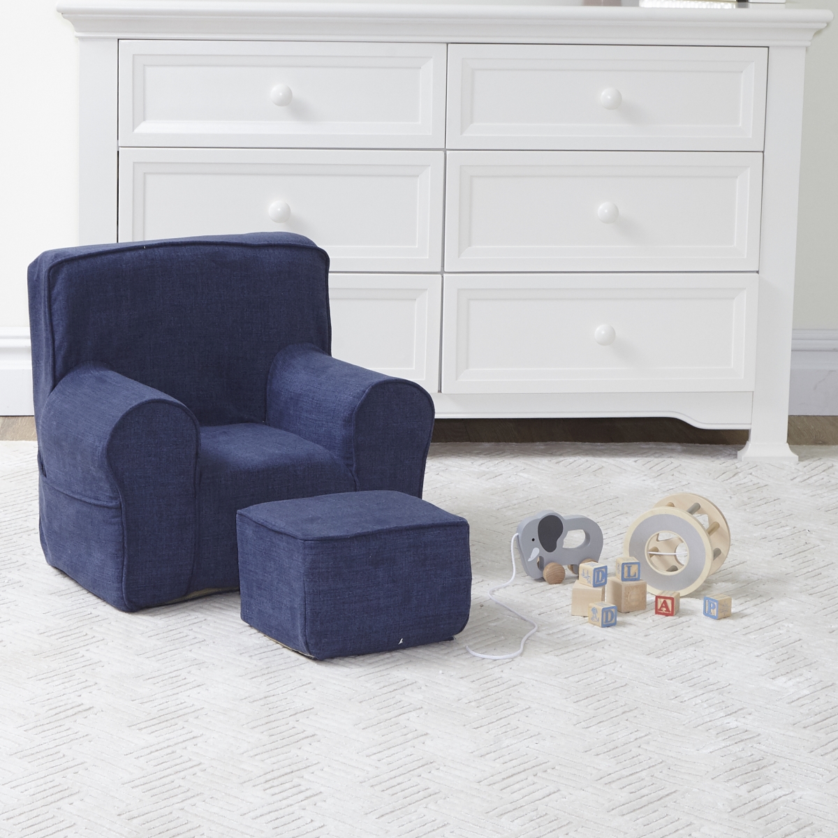 MOC-COB My Own Chair & Ottoman Set - Cobalt Fabric - Made In USA