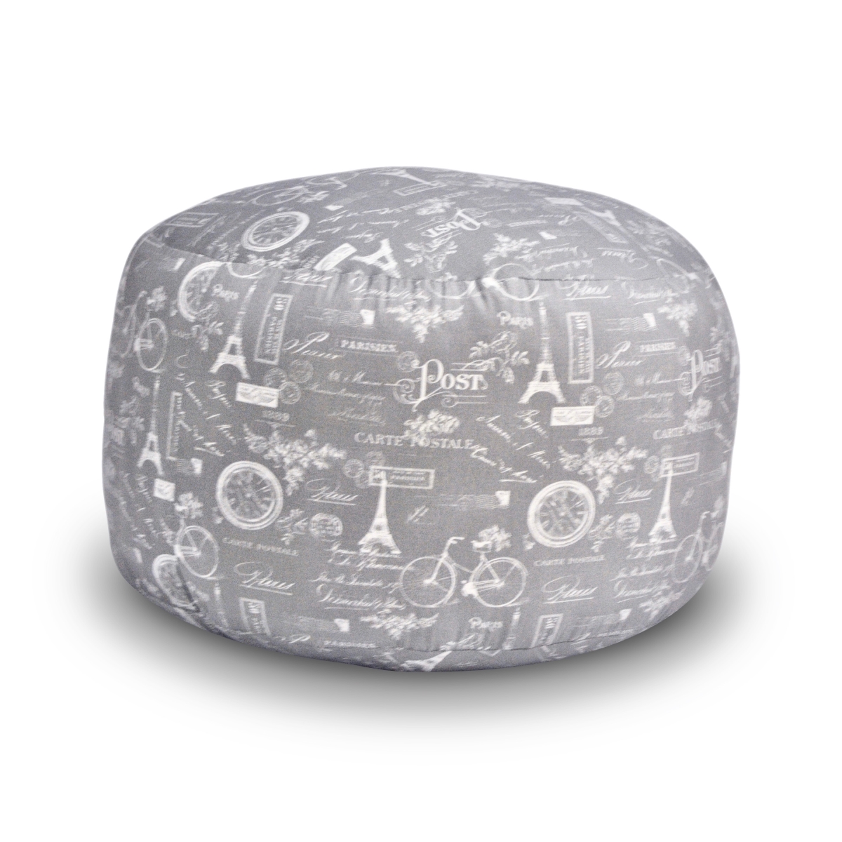 PPFTR-PGRY Pillow Poufette Round - Parisian Gray Fabric - Made In USA