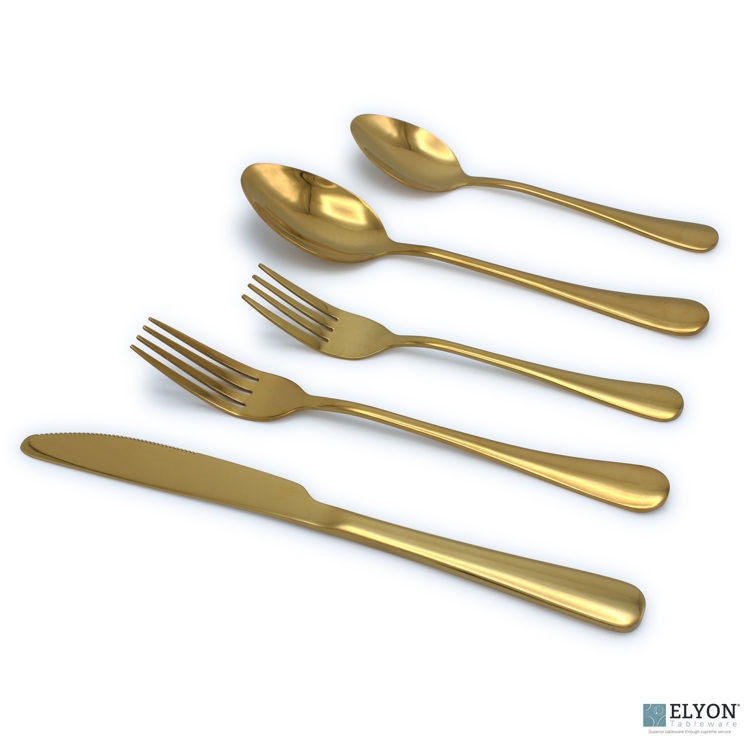 Picture of Elyon Tableware ELYON-35162 Elyon Luly Reflective Gold 20-Piece Flatware Set&#44; Stainless Steel&#44; Service For 4